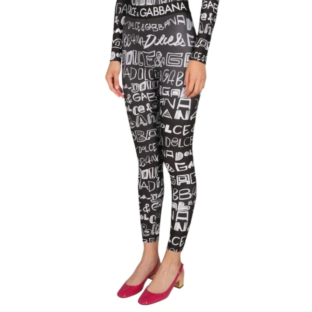 Dolce&Gabbana logo jersey graffiti print leggings size 42 us 6